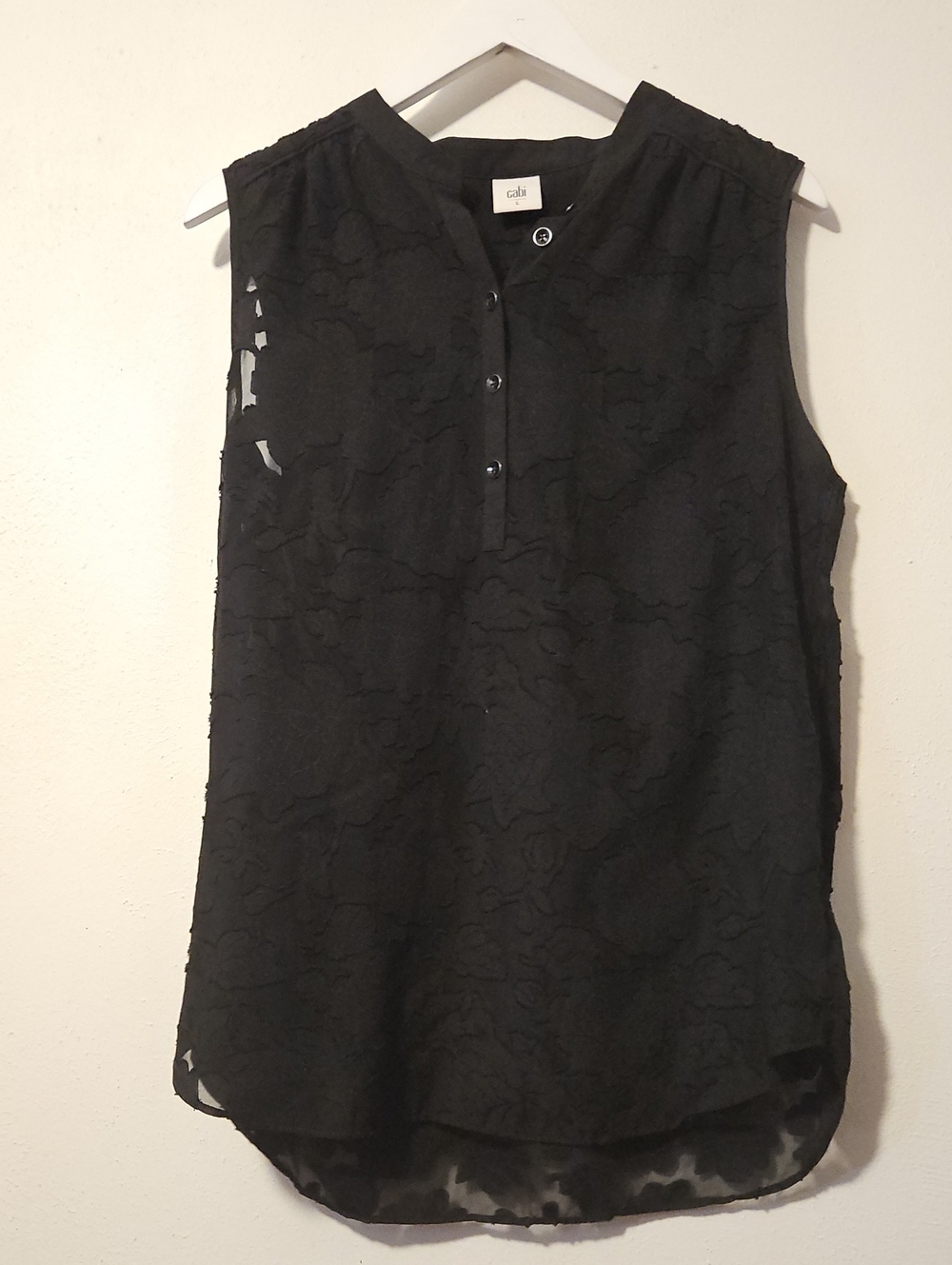 Cabi Black Sleeveless Lace  Tank Top L